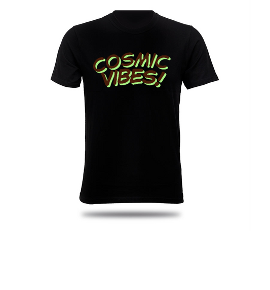 Black Round Neck Tee Cosmic Vibes RFXS Front Only